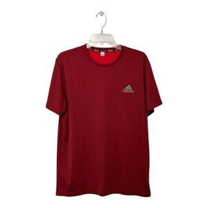 Adidas Shirt Mens Large Red Short Sleeve Climalite Outdoors Athletic Gym L